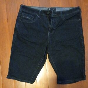 Men's Fried Denim Black Denim Shorts Size 34